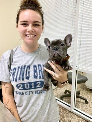 Our new client, Dodge ... in for his puppy vaccinations.