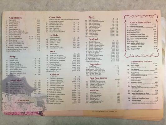 Good size menu