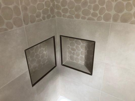 Bathroom tiling in our shower area.