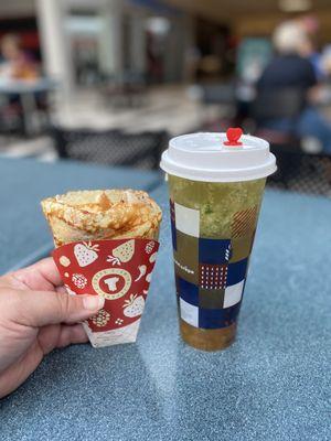 Mini Lychee Romantic Crepe and Honey Cucumber Iced Tea. The Crêpe was enough to make me happy without being too full. The drink was heaven.