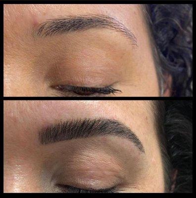 Brow lamination and brow shaping