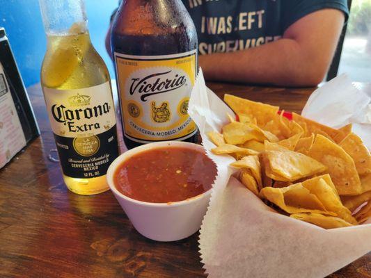 Chips, salsa and beer!