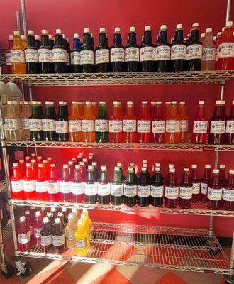 Wall of syrups to take home!