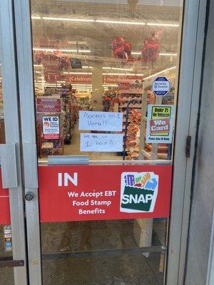 Family Dollar on Moody St Waltham closed for an unadvertised hour during the normal business hours.