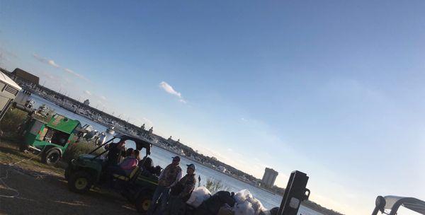 Behind the festivities at Brittlebank Park, a beautiful view of the river.