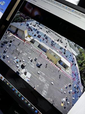 Drone photo of a 51-unit flat hot mop reroof..