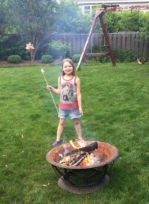 Backyard smores with Violet. :)