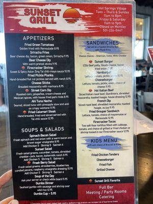 Menu front