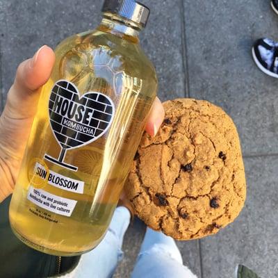 Lunch:  a Lenny and larrys vegan oatmeal raisin cookie and some amazing kombucha !