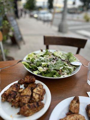 Chicken wings and chopped salad