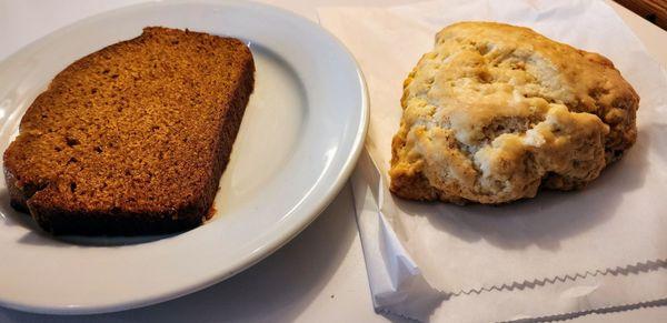 Pumpkin bread slice got thinner ($3.75) & blueberry scone ($4.50) has little to no glaze versus before (8/5/24).