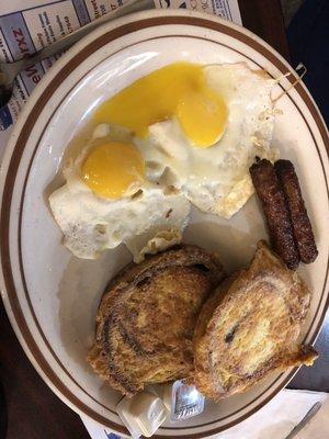 French toast with eggs and sausage