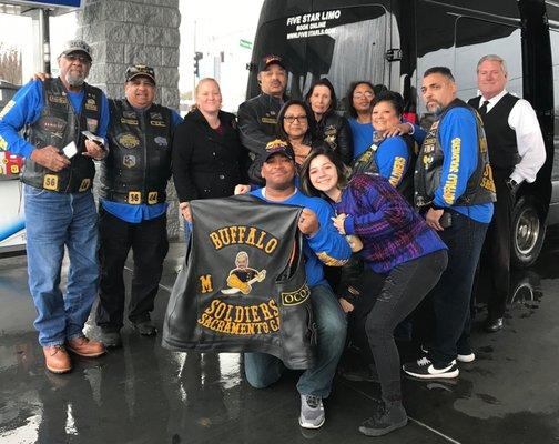 Buffalo Soldiers of Sacremento with 5 Star Limo van and driver, Ken Pollard.