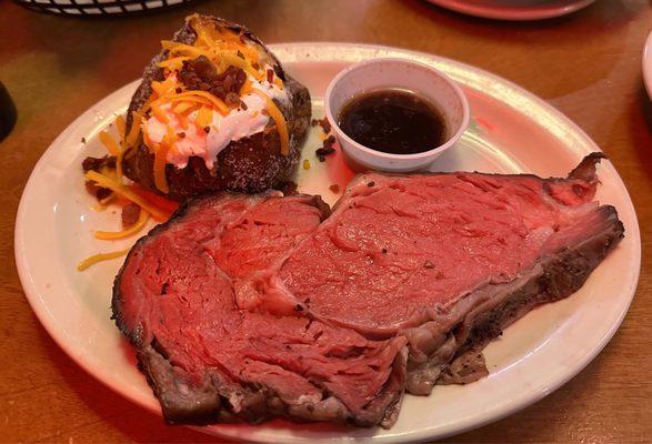 16oz prime rib with loaded baked potato