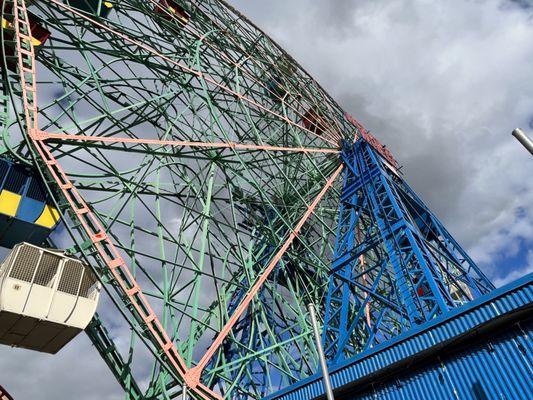 The Wonder Wheel looking up from the bottom