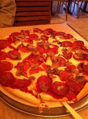 Pepperoni and mushroom