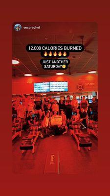 12k calories burned..when the group achieves a milestone, coach posts a pic