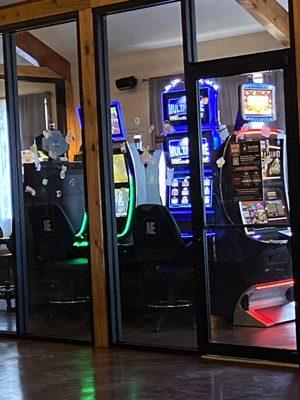 An enclosed section for slot machines in the entrance