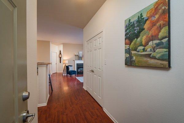 Main entry into 2 bedroom apartment. There is also a 2nd entrance into the laundry room, which also doubles as a mud room.