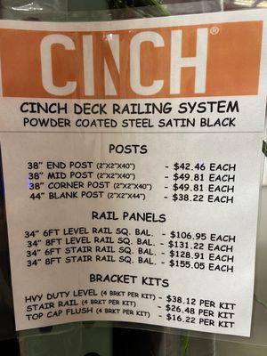 good pricing on cinch