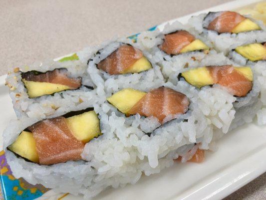 Hawaii roll, mango and salmon are truly a match made in heaven.