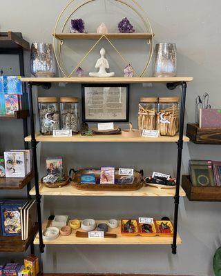 Incense burners made by the owner.  White Sage and Palo Santo sticks for clearing your sacred space.