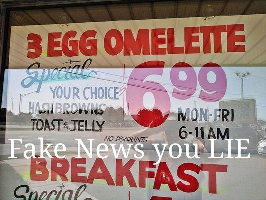 You LIE says your choice NOT only a selection of 4. A dozen Omelette on menu say your choice NOT FAKE NEWS