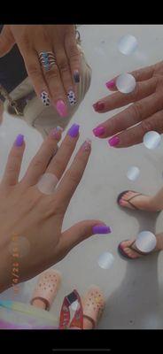 My nails, my sister in laws nails, and my mother in laws nails