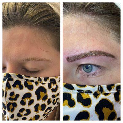 Eyebrows Microblading before and after