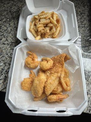 Catfish & #01. 1 Fish Fillet and 8 Jumbo Shrimp Combo (catfish)