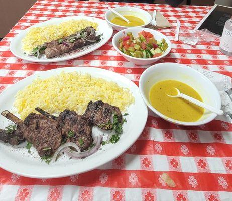 Lamb chops and kafta plates