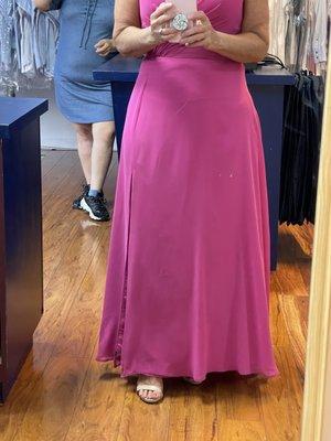 Bridesmaids dress hemmed too short