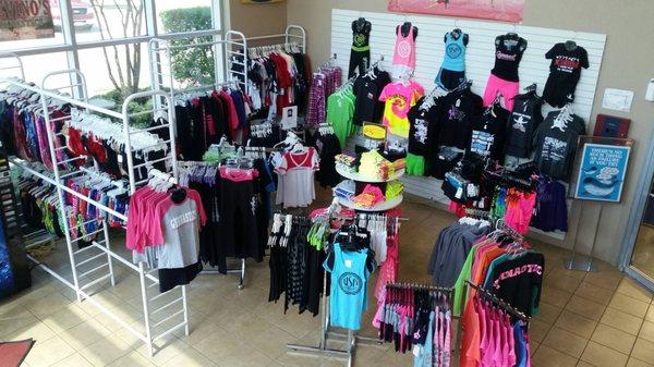 We have a full ProShop. Everything from leotards to accessories!