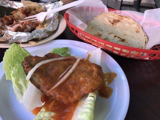 Chile relleno - so good with meat filling (not cheese)