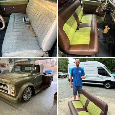 Custom bench seat in this 1968 Chevy Dually