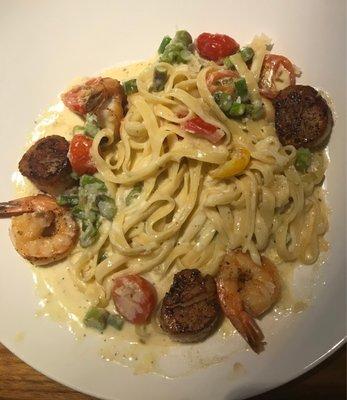 Shrimp Scallop and Prawn Fettuccine