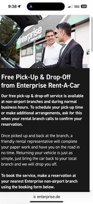 Enterprise Car rental website screenshot