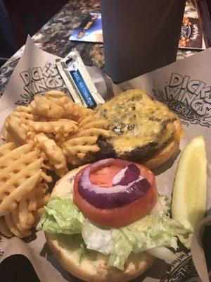 Classic burger with waffle fries