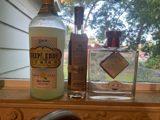 *Deep Eddy Vodka (lovely with iced tea) *Basil Hayden's Kentucky Straight ~ new find *YAZI Ginger Flavored Vodka ~ new find