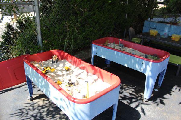 Sandboxes to encourage imaginative and sensory play.