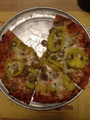 Sausage and banana pepper individual pizza