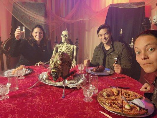 They had a special section for photo ops. Creepy dinner party with almost fresh cuisine!