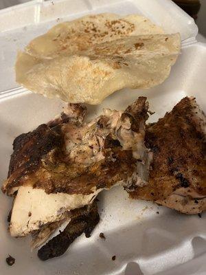 Charcoal Grilled chicken w/ flour tortilla..