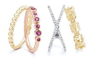 Shop all kinds of assortments of silver and gold diamond and gem bands