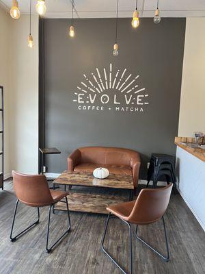 Love the logo design and this cute little sitting area