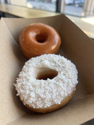 Salted caramel and vegan coconut donuts