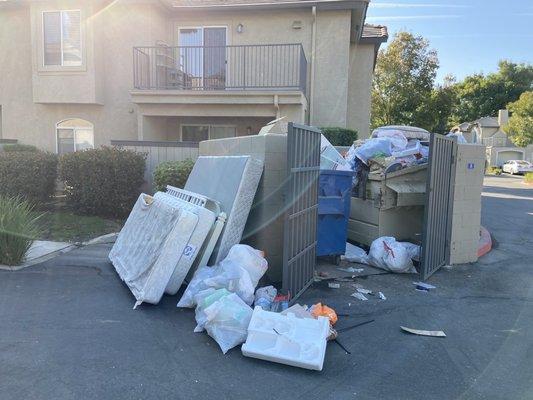 Second time mattresses were dumped right next to sidewalk.