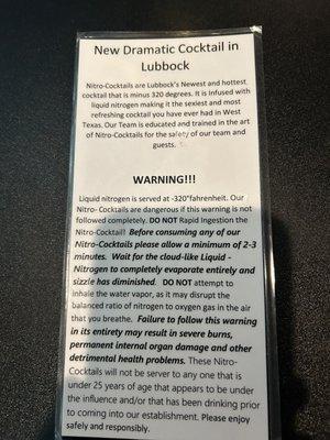 Warning about nitro cocktails