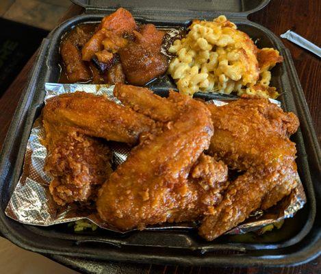 Honey Fried Chicken, Candied Yams and Mac