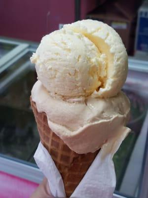 2 scoop waffle cone for $5.25. Huge!